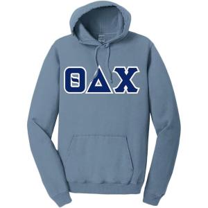 Theta Delta Chi Pigment-Dyed Lettered Hooded Sweatshirt(Mist)