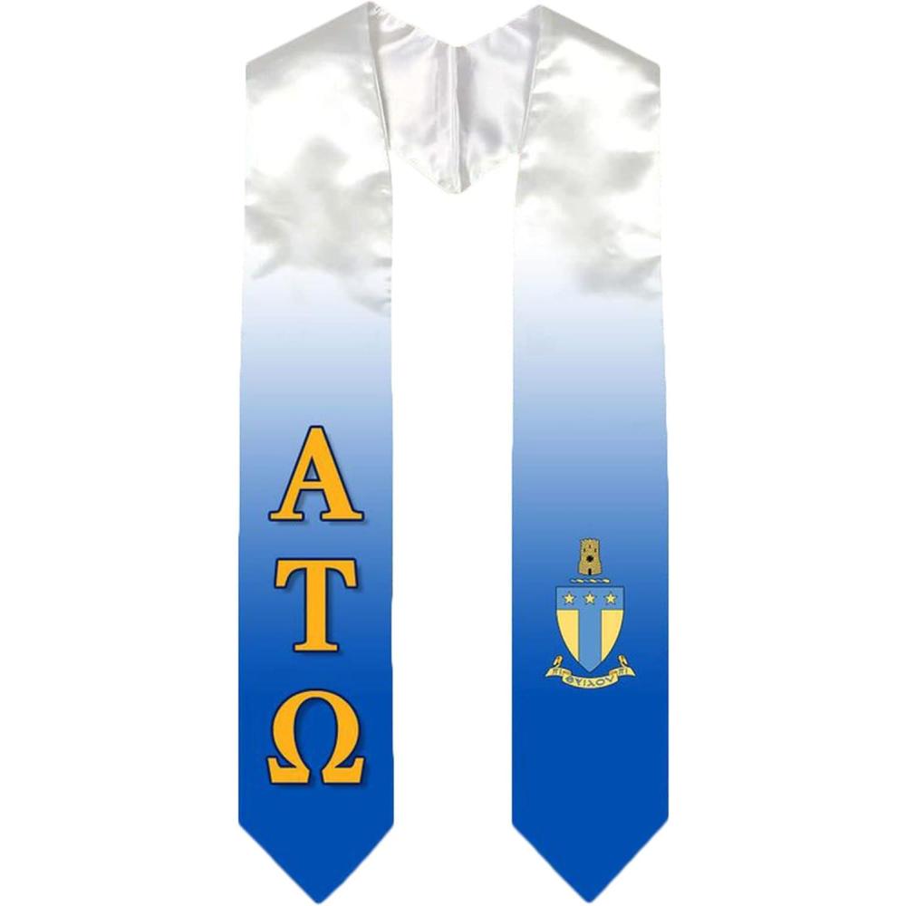 imageGreekgear Alpha Tau Omega ATO Extra Fancy Simple Greek Graduation Stole W Crest