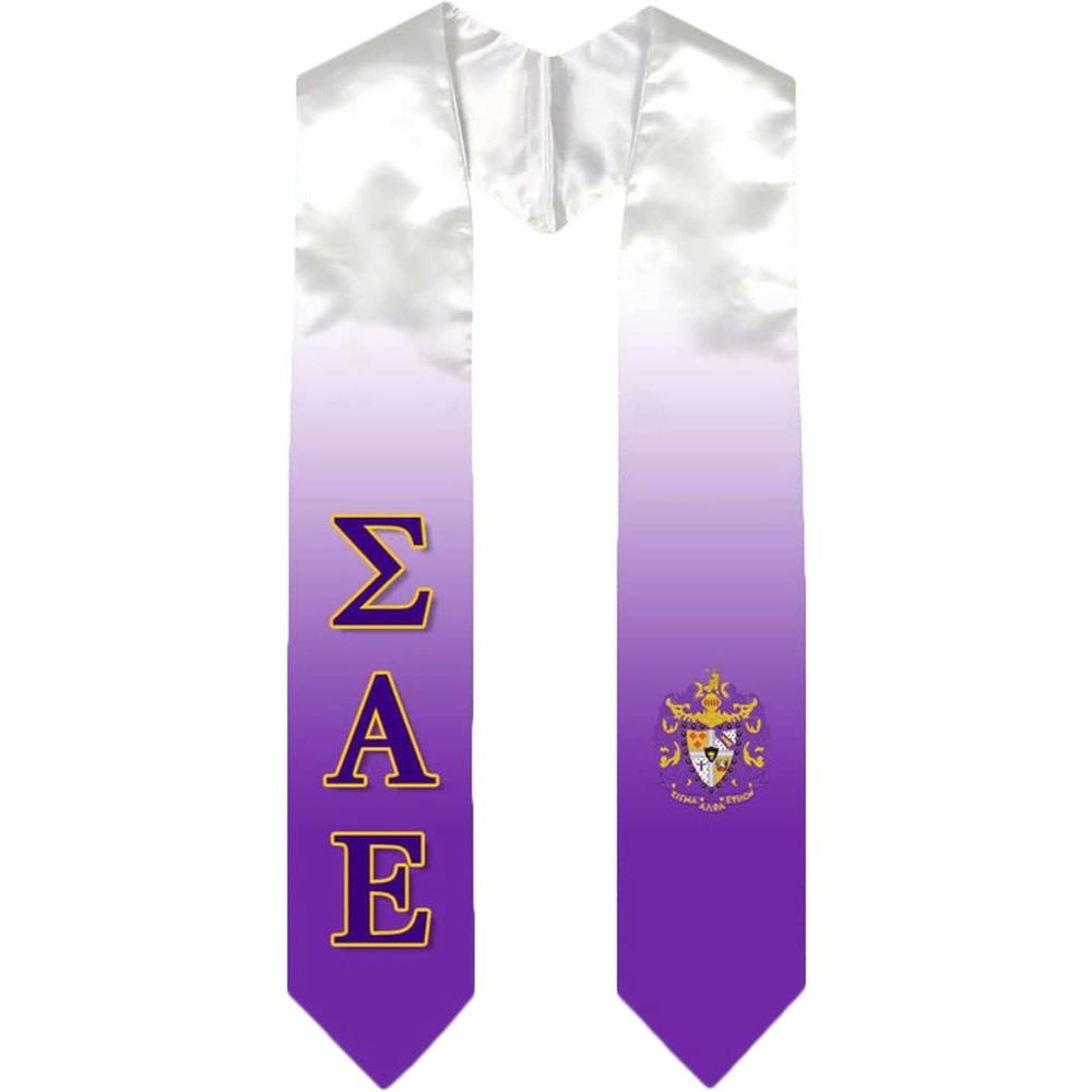 imageGreekgear Sigma Alpha Epsilon SAE Extra Fancy Simple Greek Graduation Stole W Crest