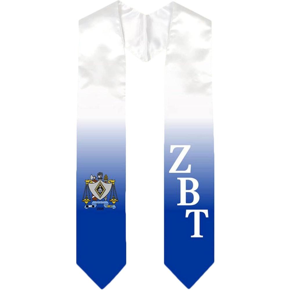 imageGreekgear Zeta Beta Tau ZBT Extra Fancy Diagonal Greek Graduation Stole W Crest