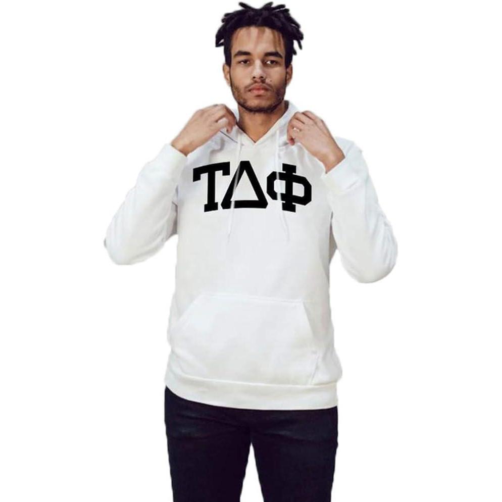 imageTau Delta Phi Arched Greek Letter Hooded SweatshirtWhite