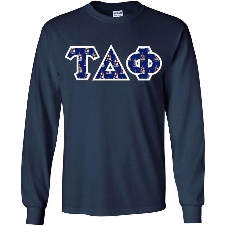 imageTau Delta Phi Fraternity Crest Twill Letter Longsleeve TeeNavy Blue