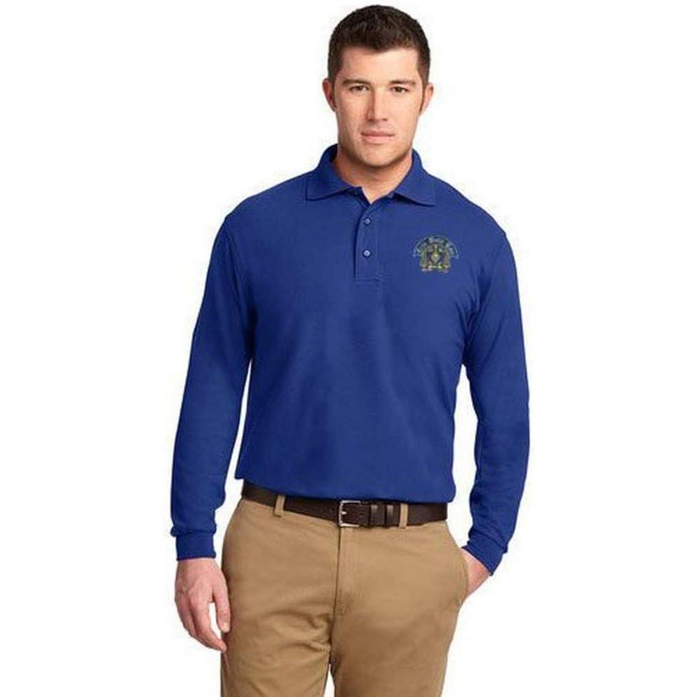 imageZeta Beta Tau ZBT Emblem Long Sleeve PoloRoyal Blue