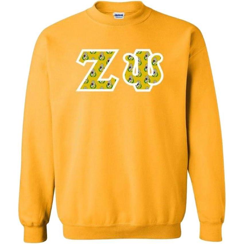 imageZeta Psi Fraternity Crest Twill Letter Crewneck SweatshirtGold