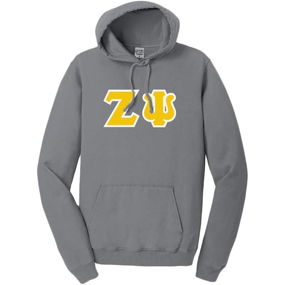 imageZeta Psi PigmentDyed Lettered Hooded SweatshirtPewter