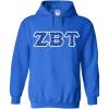 Greekgear Zeta Beta Tau ZBT Fraternity Crest Twill Letter Hooded Sweatshirt(Royal Blue)