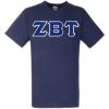 Greekgear Zeta Beta Tau ZBT Lettered V-Neck T-Shirt(Navy Blue)