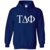 Tau Delta Phi World Famous Greek Hoodie – Navy Blue with White Imprint(Navy Blue)