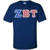 Zeta Beta Tau ZBT Greek Letter American Flag Tee(Royal Blue)