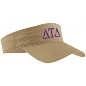 Delta Tau Delta DTD Greek Letter Visor(Khaki W/Purple Thread Color)