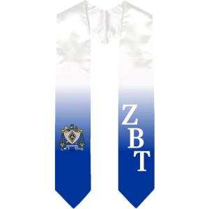 Greekgear Zeta Beta Tau ZBT Extra Fancy Diagonal Greek Graduation Stole W Crest