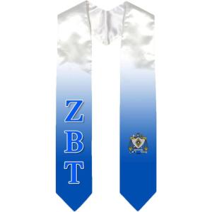 Greekgear Zeta Beta Tau ZBT Extra Fancy Simple Greek Graduation Stole W Crest