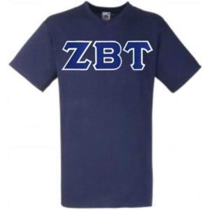 Greekgear Zeta Beta Tau ZBT Lettered V-Neck T-Shirt(Navy Blue)