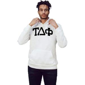 Tau Delta Phi Arched Greek Letter Hooded Sweatshirt(White)