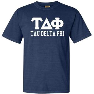 Tau Delta Phi Greek Heavyweight T-Shirt(True Navy)