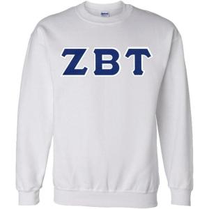 Zeta Beta Tau Lettered Crewneck(White)