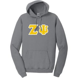 Zeta Psi Pigment-Dyed Lettered Hooded Sweatshirt(Pewter)