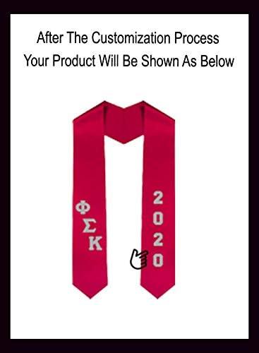 imageCustom Phi Sigma Kappa Greek Diagonal Lettered Graduation Sash Stole with YearRed