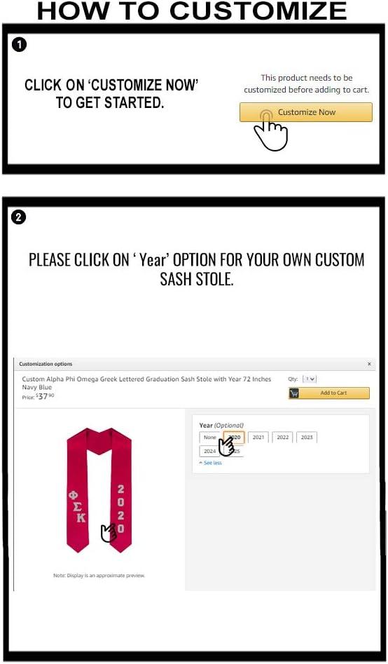 imageCustom Phi Sigma Kappa Greek Diagonal Lettered Graduation Sash Stole with YearRed