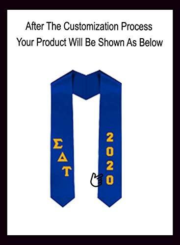imageCustom Sigma Delta Tau Greek Diagonal Lettered Graduation Sash Stole with YearRoyal Blue