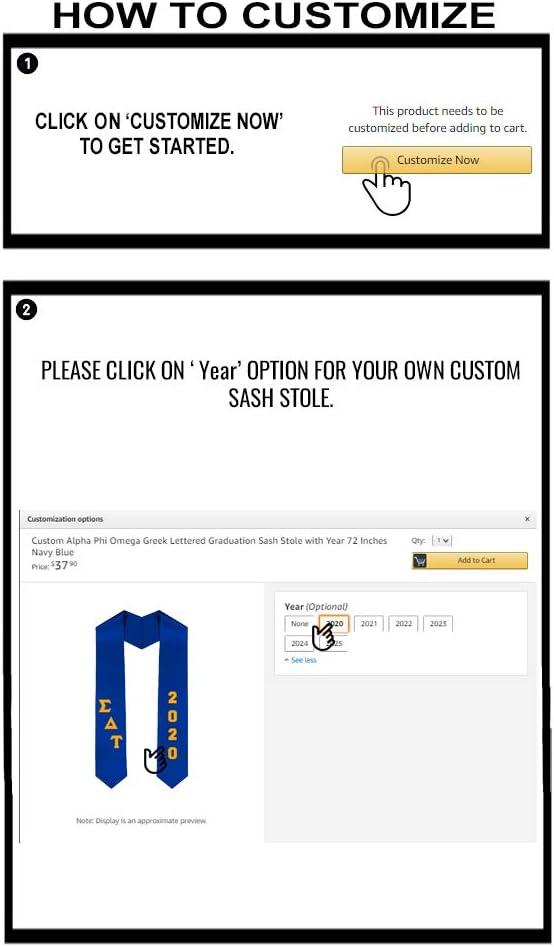 imageCustom Sigma Delta Tau Greek Diagonal Lettered Graduation Sash Stole with YearRoyal Blue