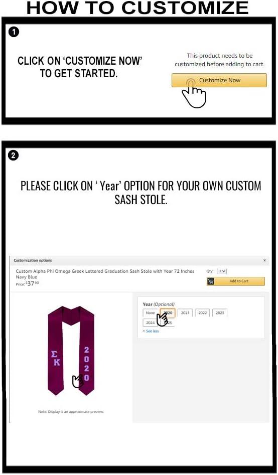imageCustom Sigma Kappa Greek Diagonal Lettered Graduation Sash Stole with YearMaroon