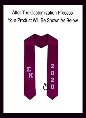 imageCustom Sigma Kappa Greek Diagonal Lettered Graduation Sash Stole with YearMaroon