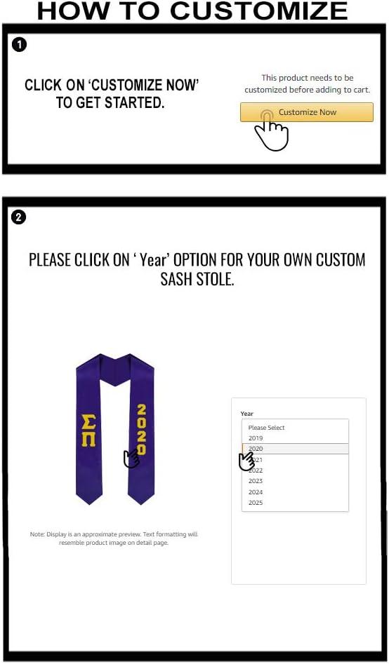 imageCustom Sigma Pi Greek Lettered Graduation Sash Stole with YearPurple