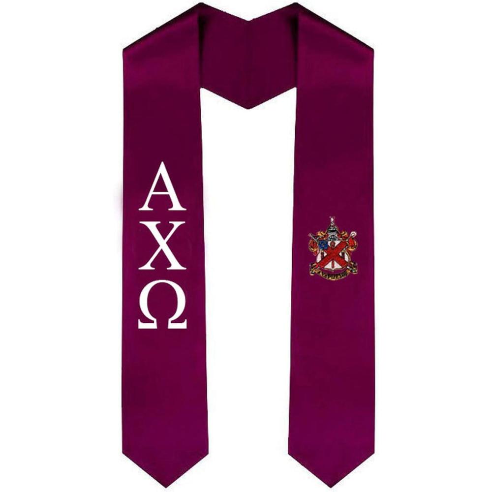 imageAlpha Chi Rho Greek Lettered Graduation Sash Stole With CrestMaroon