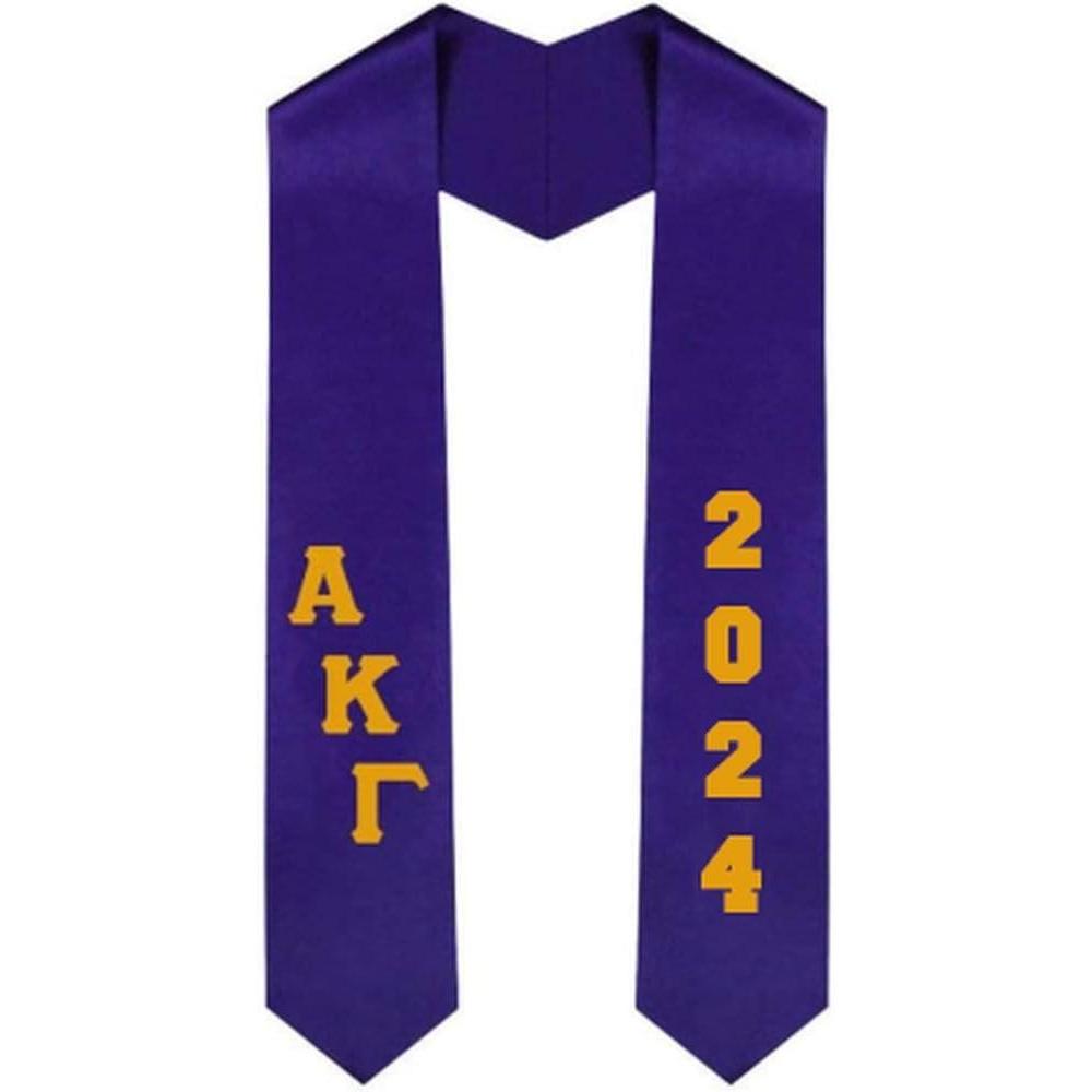 imageCustom Alpha Kappa Lambda Greek Diagonal Lettered Graduation Sash Stole with YearPurple