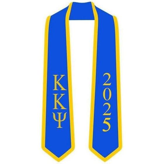 imageCustom Kappa Kappa Psi Greek 2 Tone Lettered Graduation Sash Stole wYearRoyal WAthletic Gold Trim