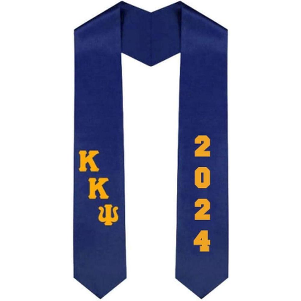 imageCustom Kappa Kappa Psi Greek Diagonal Lettered Graduation Sash Stole with YearNavy Blue