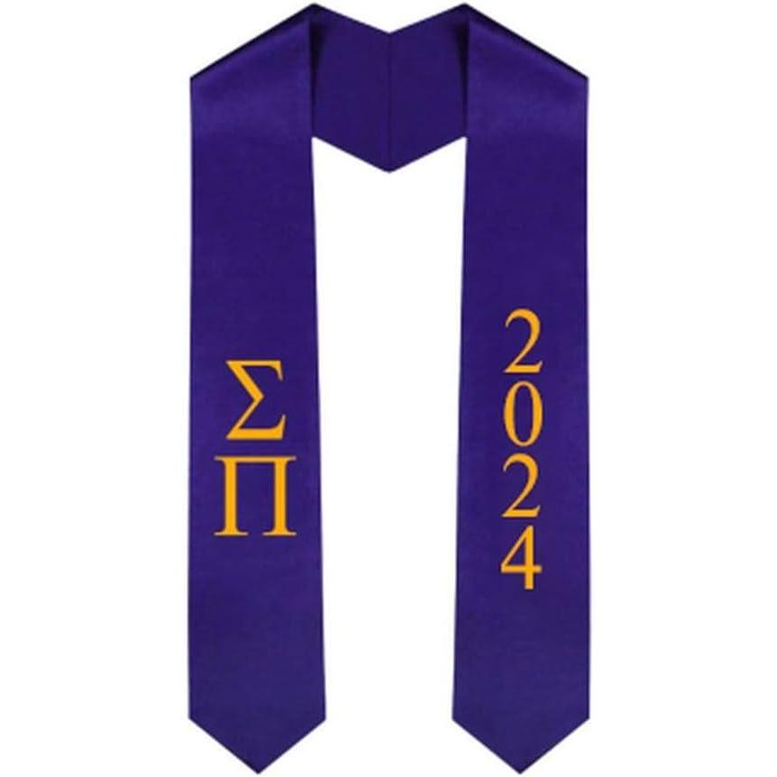 imageCustom Sigma Pi Greek Lettered Graduation Sash Stole with YearPurple