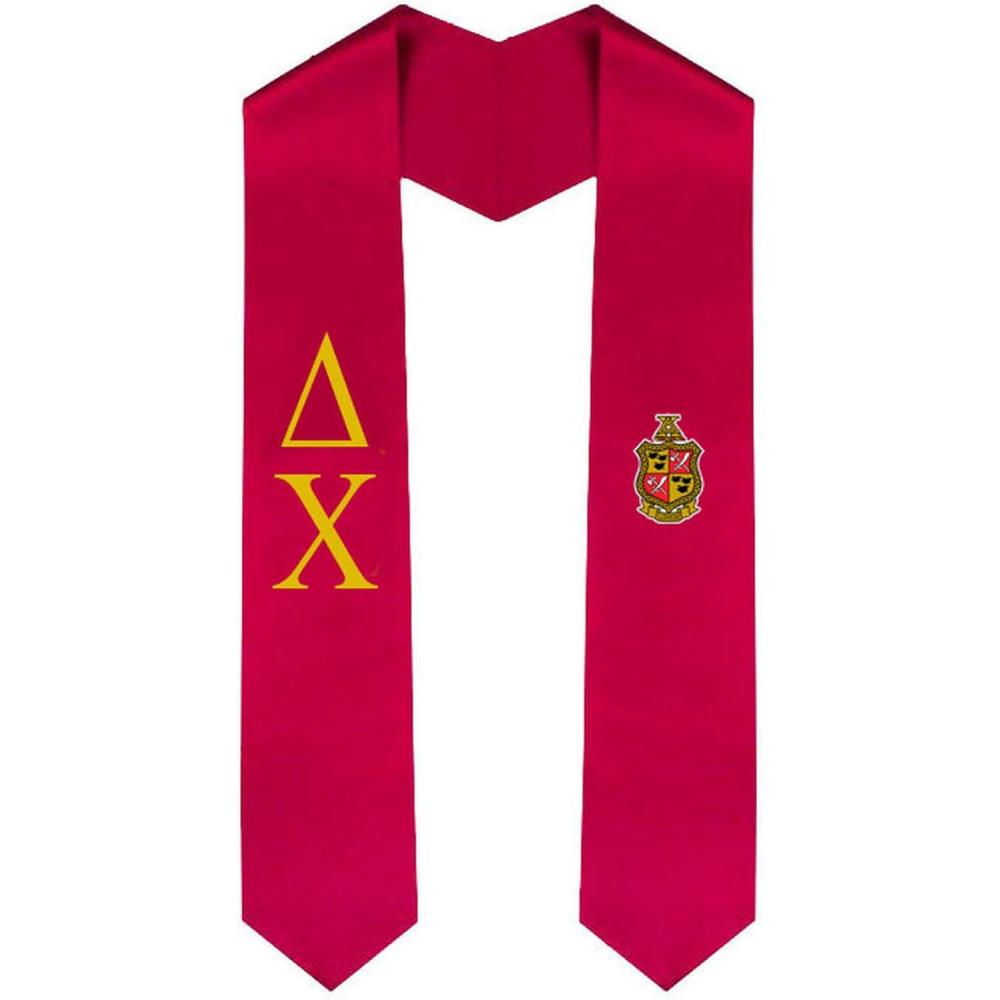 imageDelta Chi Greek Lettered Graduation Sash Stole With CrestRed