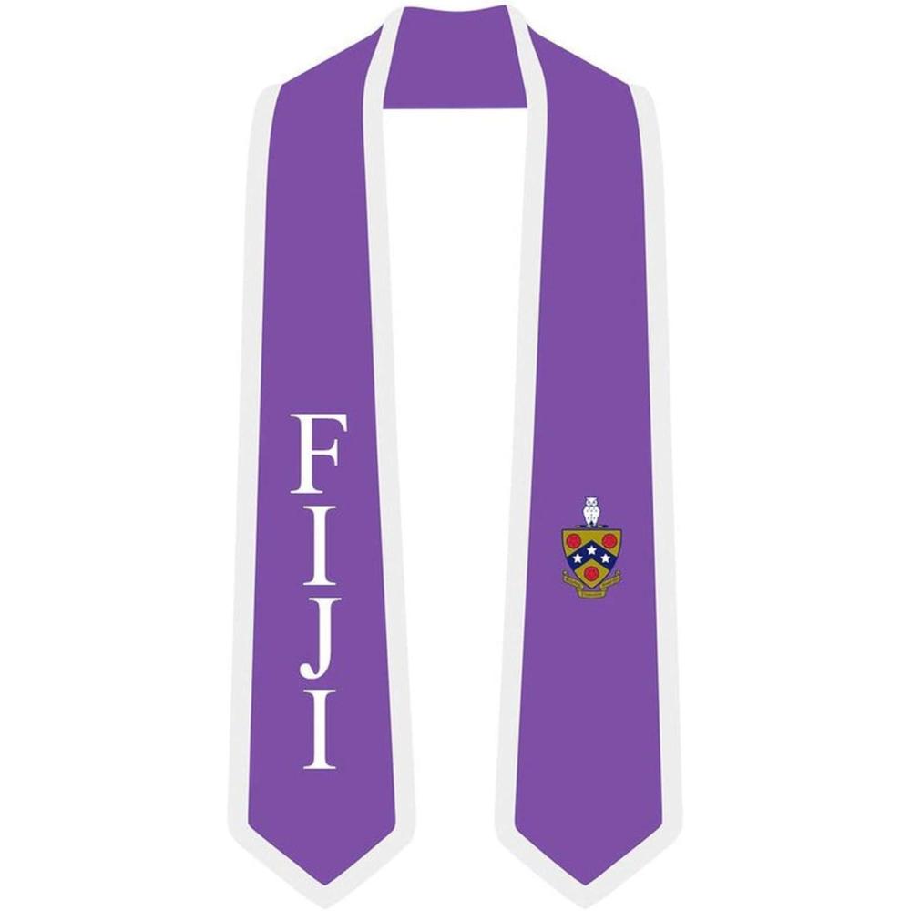imageFiji Greek 2 Tone Lettered Graduation Sash StolePurple WWhite Trim