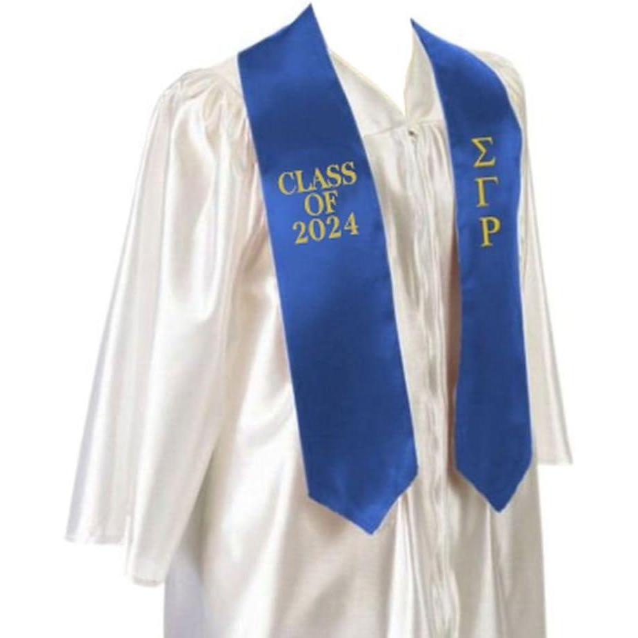 imageGreekgear Sigma Gamma Rho Embroidered Graduation Sash Stole Royal Blue