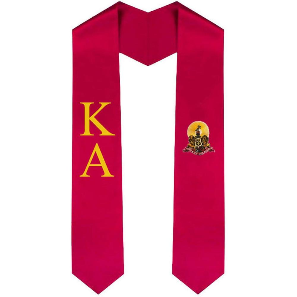 imageKappa Alpha Greek Lettered Graduation Sash Stole With CrestRed