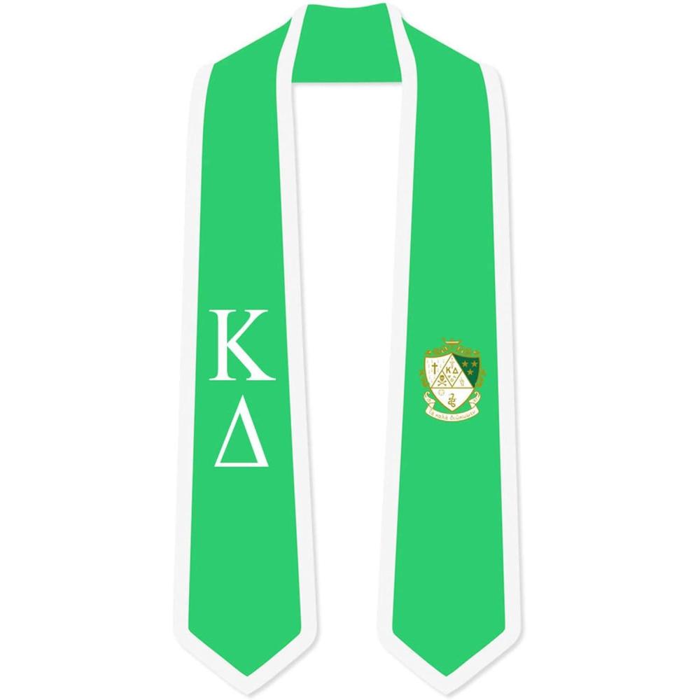 imageKappa Delta Greek 2 Tone Lettered Graduation Sash StoleKelly Green WWhite Trim