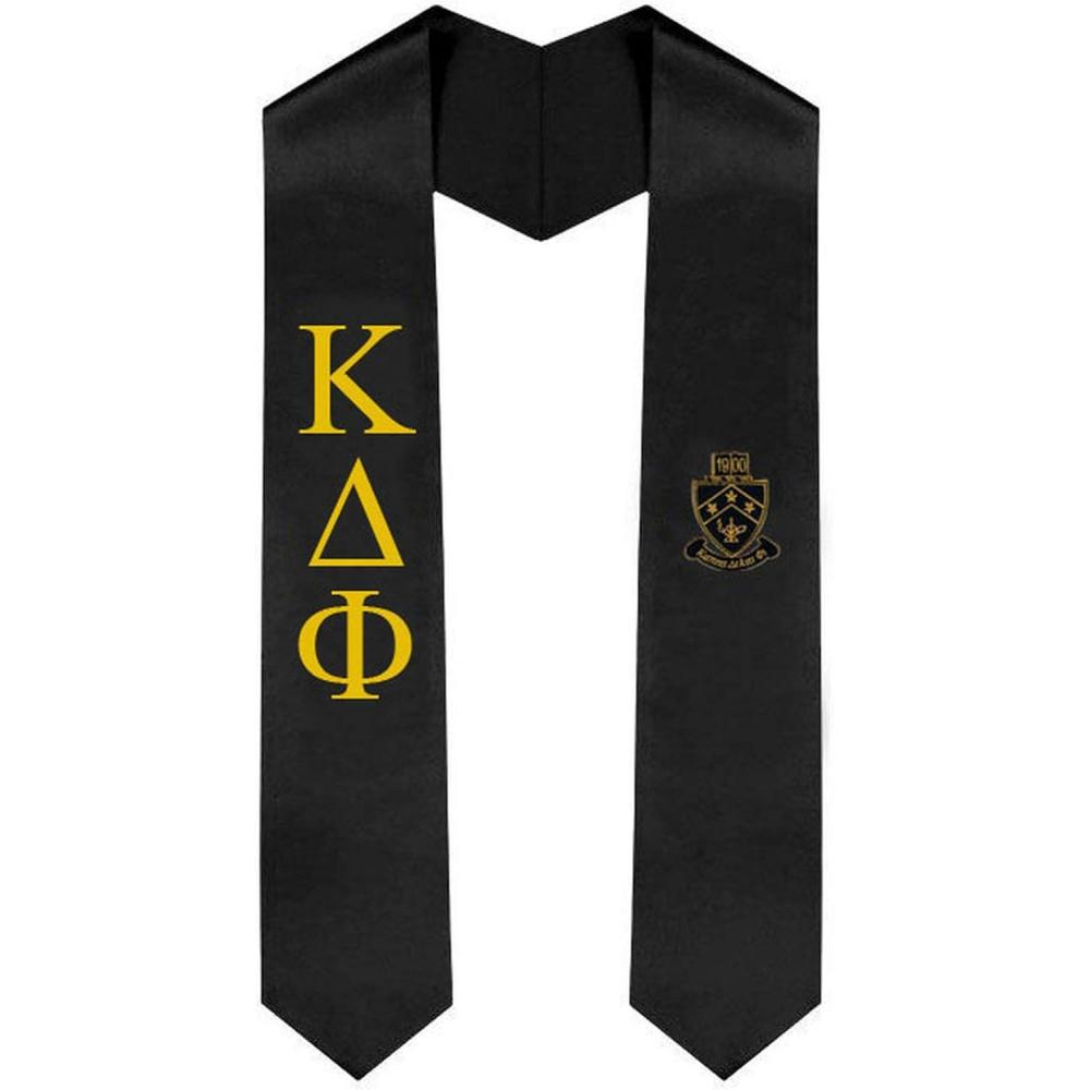 imageKappa Delta Phi Greek Lettered Graduation Sash Stole with CrestBlack