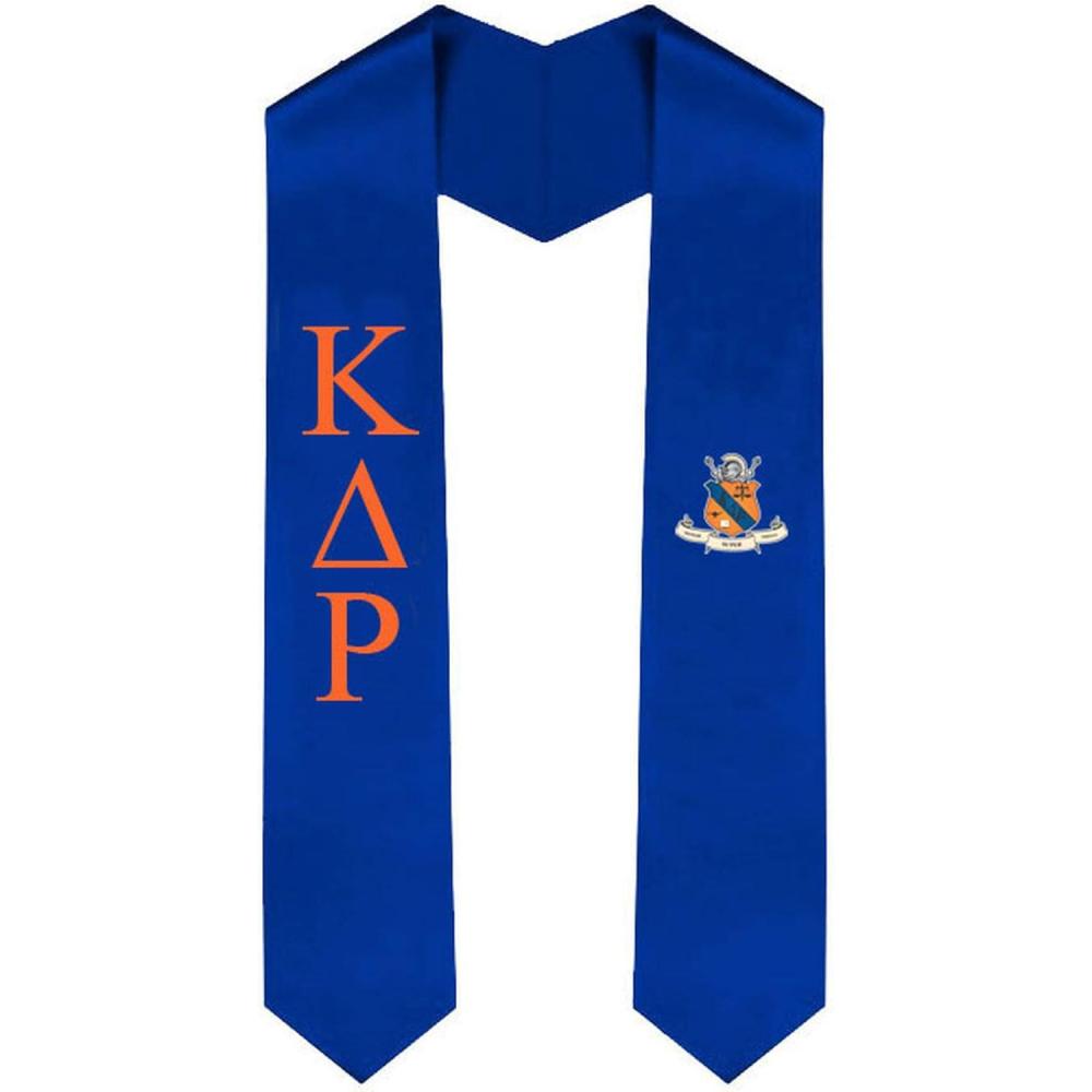 imageKappa Delta Rho Greek Lettered Graduation Sash Stole With CrestRoyal Blue