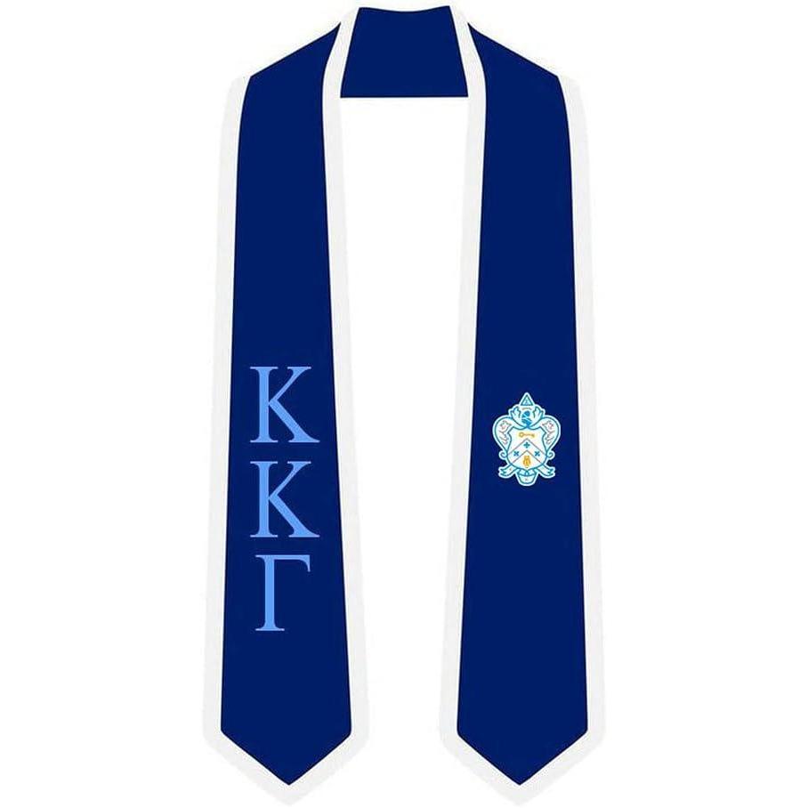 imageKappa Kappa Gamma Greek 2 Tone Lettered Graduation Sash StoleNavy Blue WWhite Trim