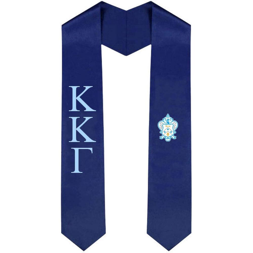 imageKappa Kappa Gamma Greek Lettered Graduation Sash Stole With CrestNavy Blue
