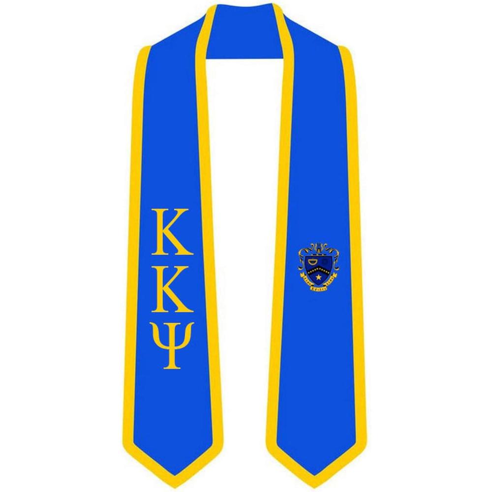 imageKappa Kappa Psi Greek 2 Tone Lettered Graduation Sash StoleRoyal WAthletic Gold Trim
