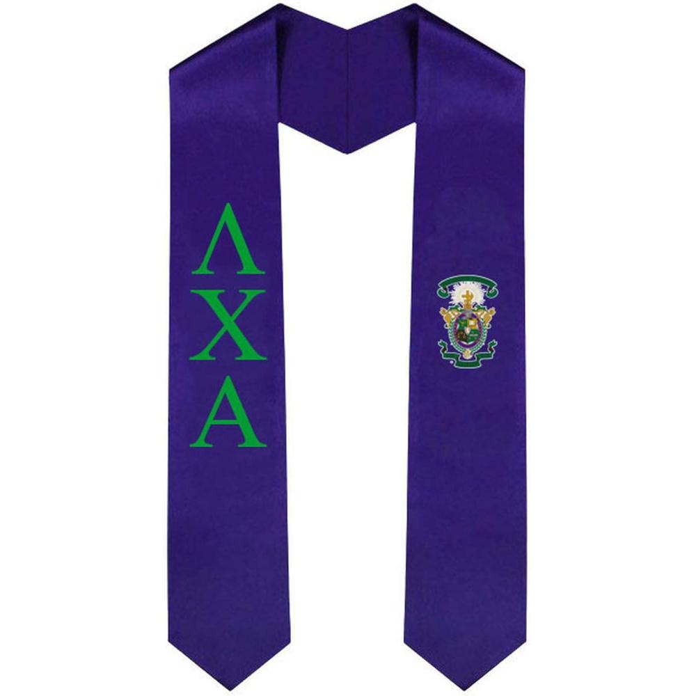 imageLambda Chi Alpha Greek Lettered Graduation Sash Stole With CrestPurple