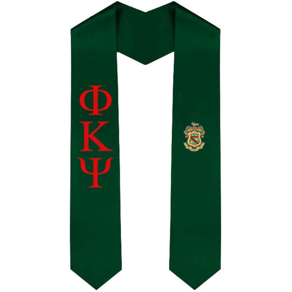 imagePhi Kappa Psi Greek Lettered Graduation Sash Stole With CrestHunter Green