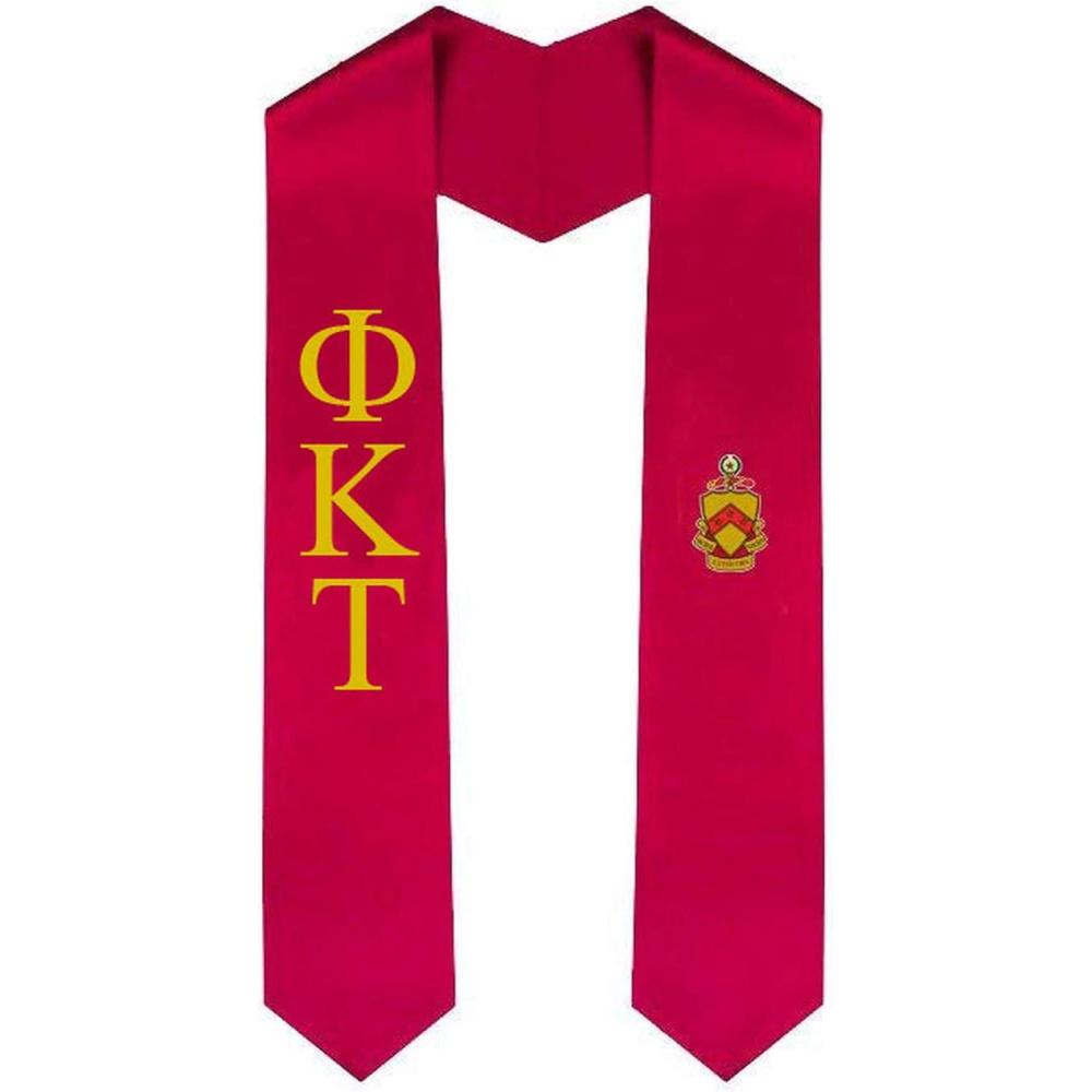 imagePhi Kappa Tau Greek Lettered Graduation Sash Stole With CrestRed