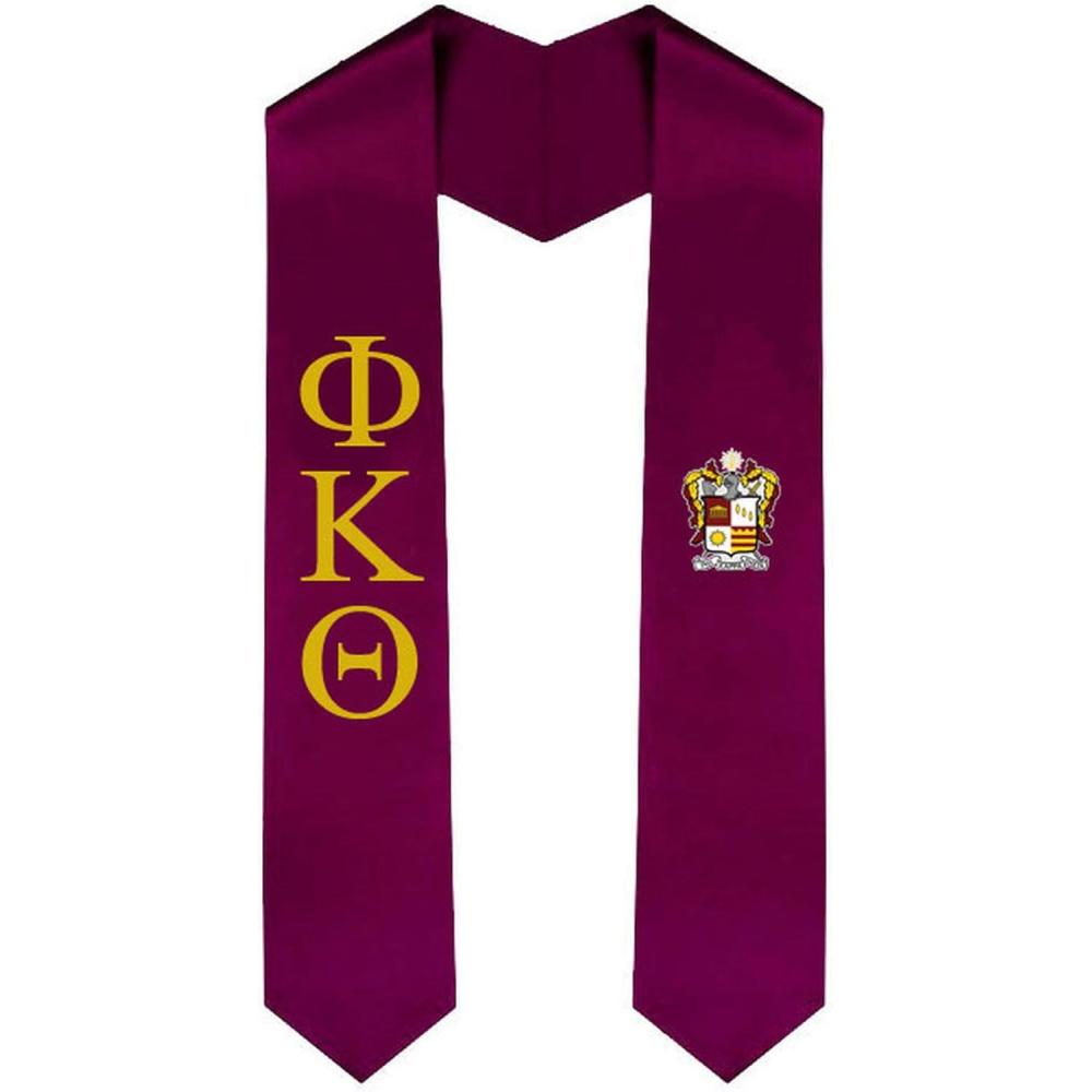imagePhi Kappa Theta Greek Lettered Graduation Sash Stole With CrestMaroon