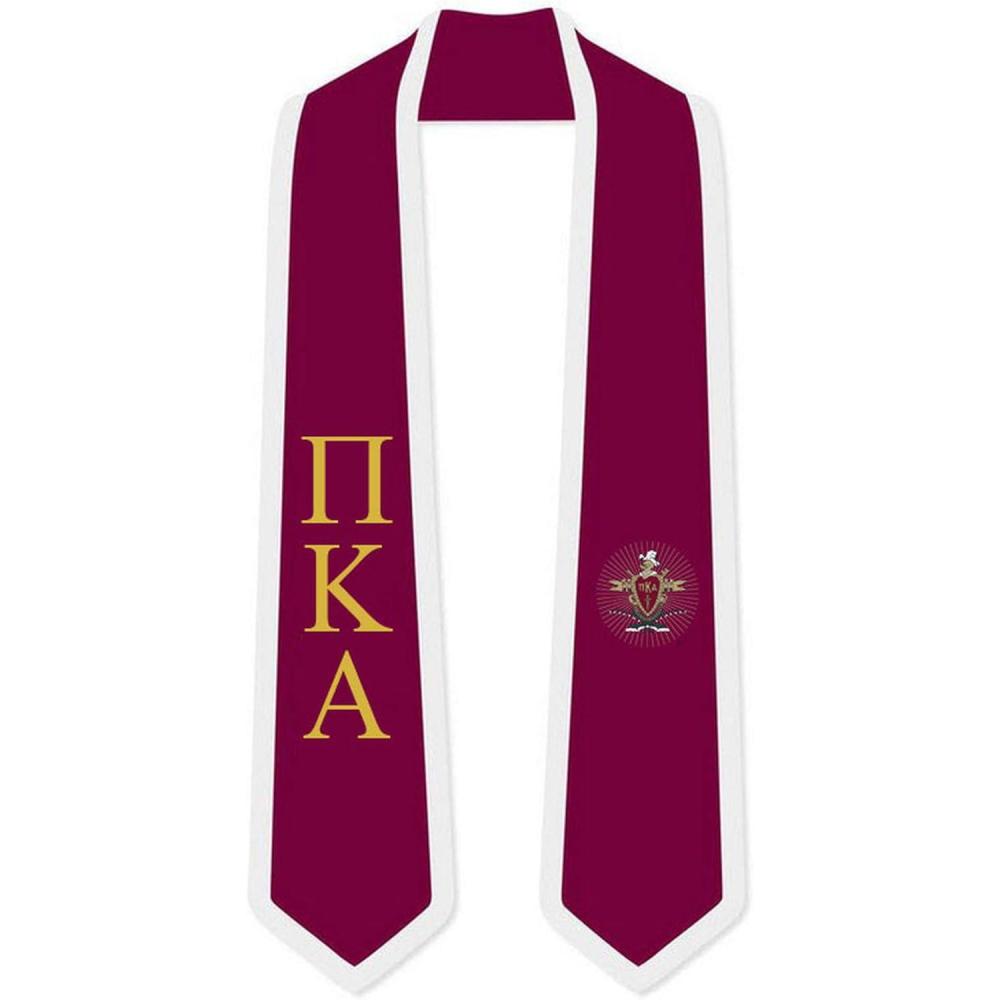 imagePi Kappa Alpha PIKE Greek 2 Tone Lettered Graduation Sash StoleMaroon WWhite Trim