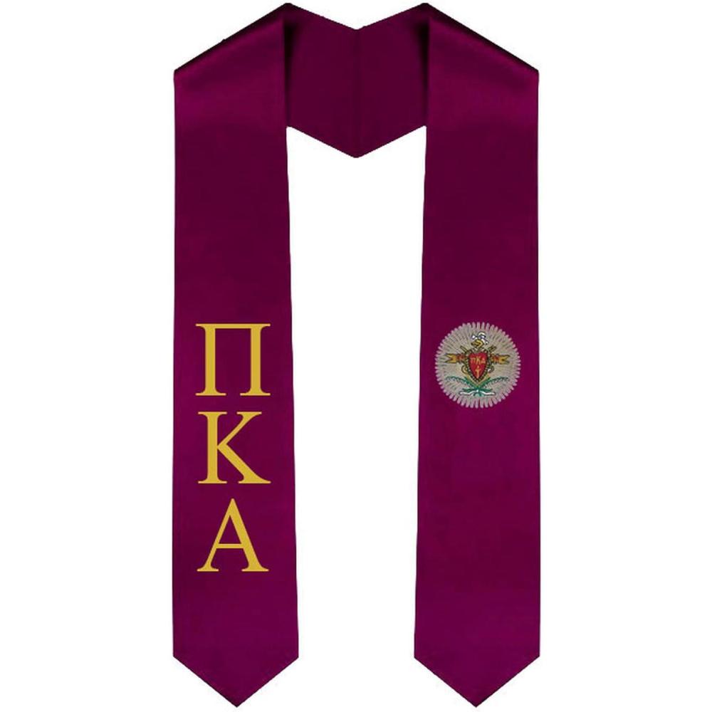 imagePi Kappa Alpha PIKE Greek Lettered Graduation Sash Stole With CrestMaroon