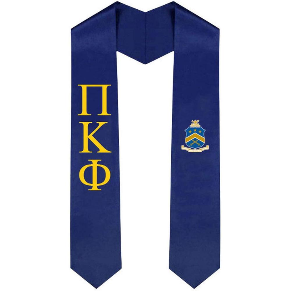 imagePi Kappa Phi PI PHI Greek Lettered Graduation Sash Stole With CrestNavy Blue